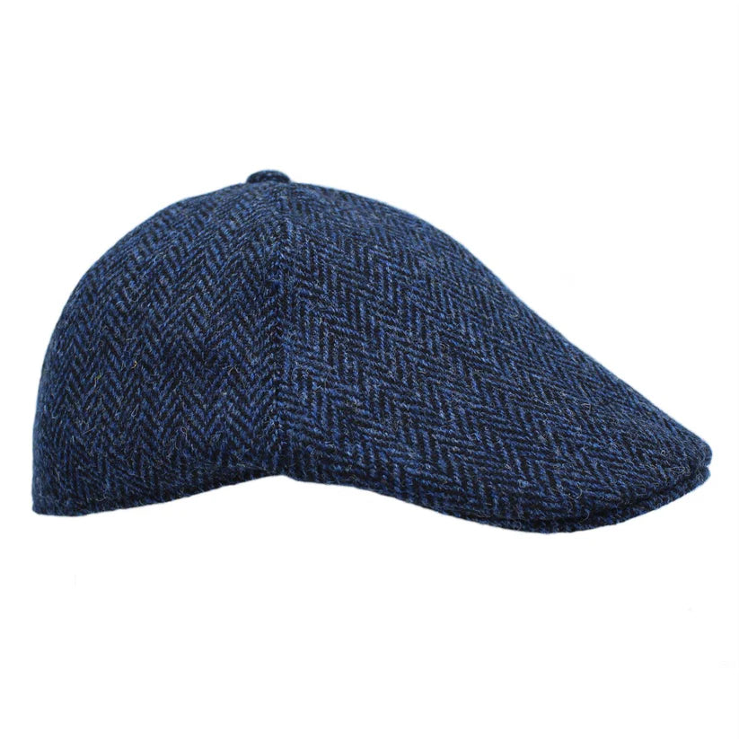 Harris Tweed Blue Herringbone Duckbill 6-Piece Cap