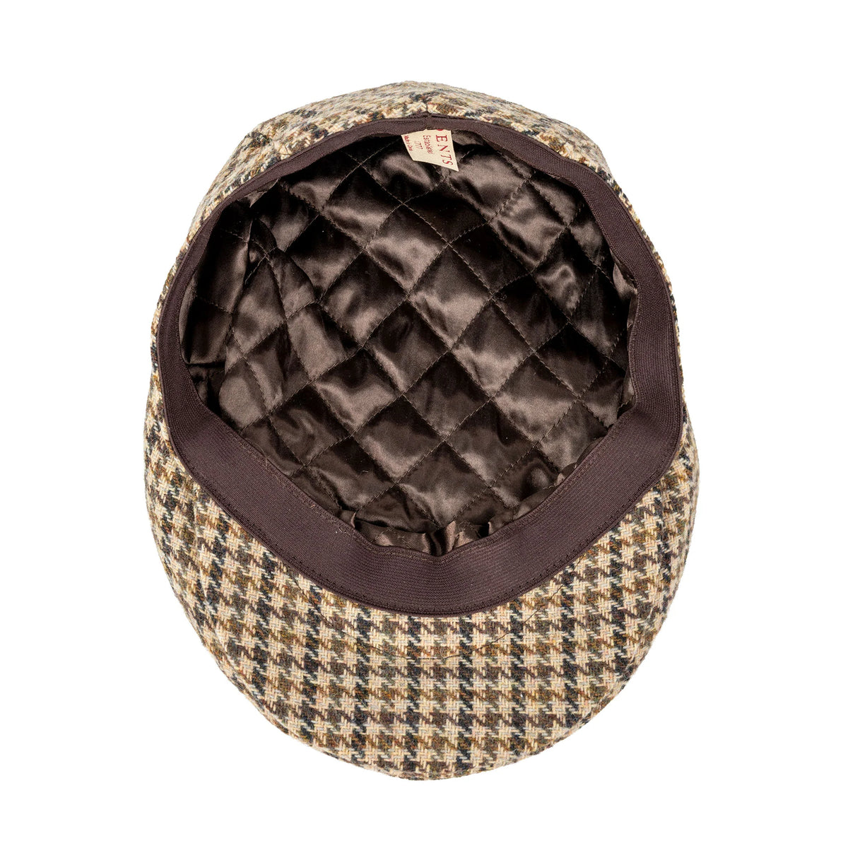 Dents Blashford Brown Dogtooth Tweed Flat Cap