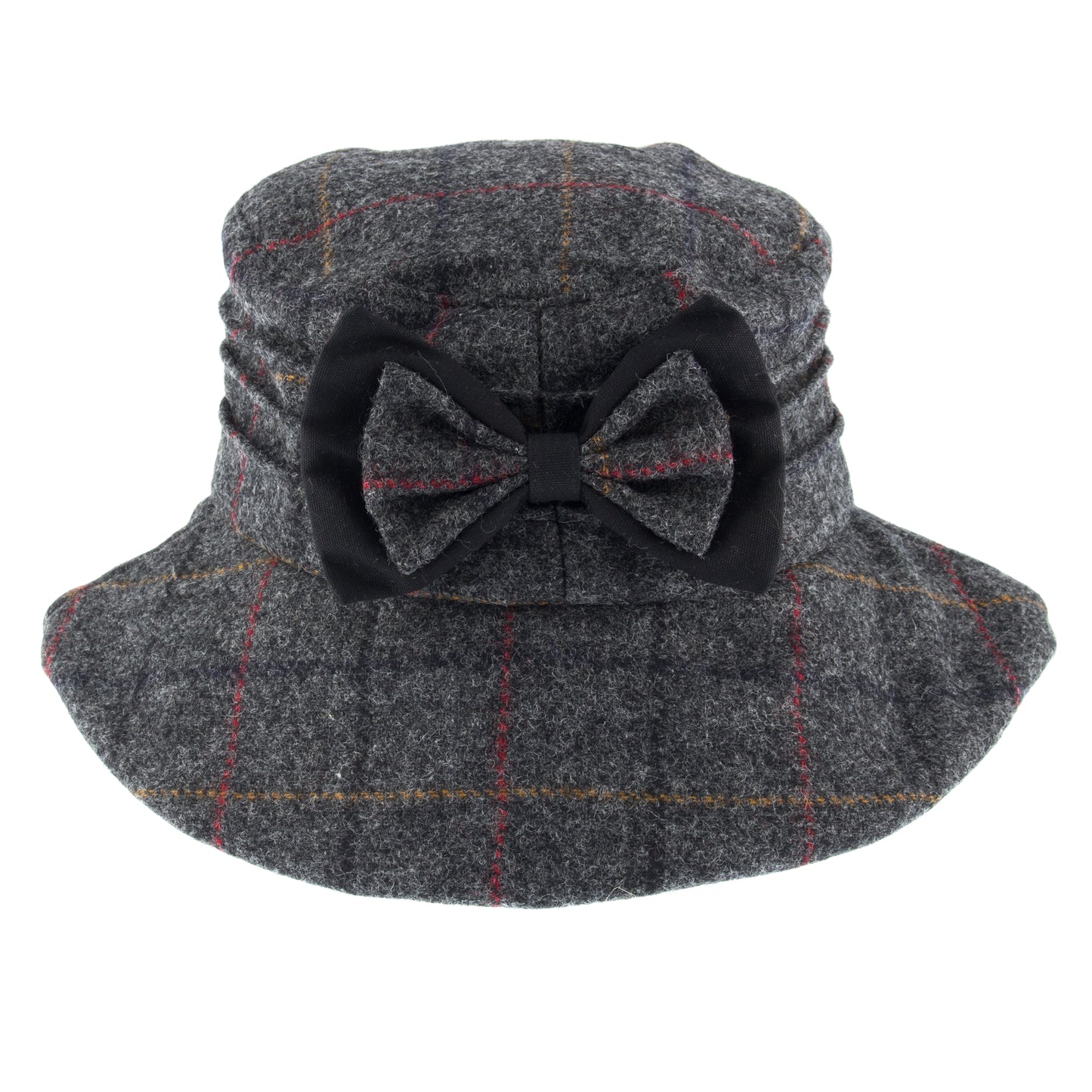 Dents Ladies Abraham Moon Charcoal Check Tweed Bucket Hat