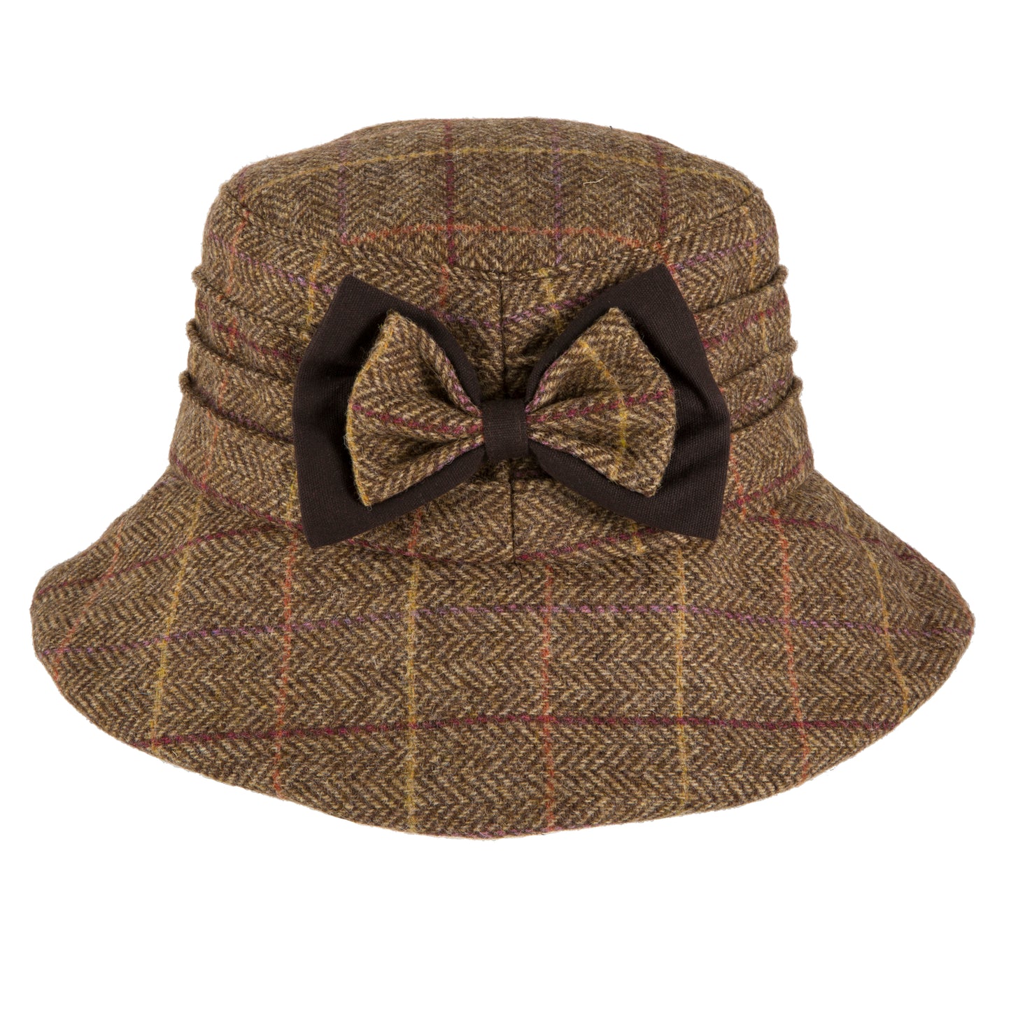 Dents Ladies Abraham Moon Brown Check Tweed Bucket Hat