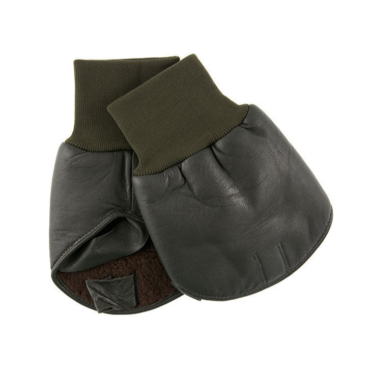 Dents Boss Men's Lined Leather Olive Shooting Mitts