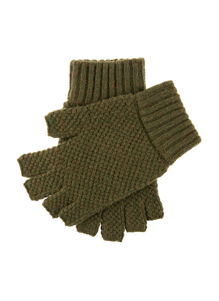 Dents Lanber Men's Olive Knitted Fingerless Shooting Gloves