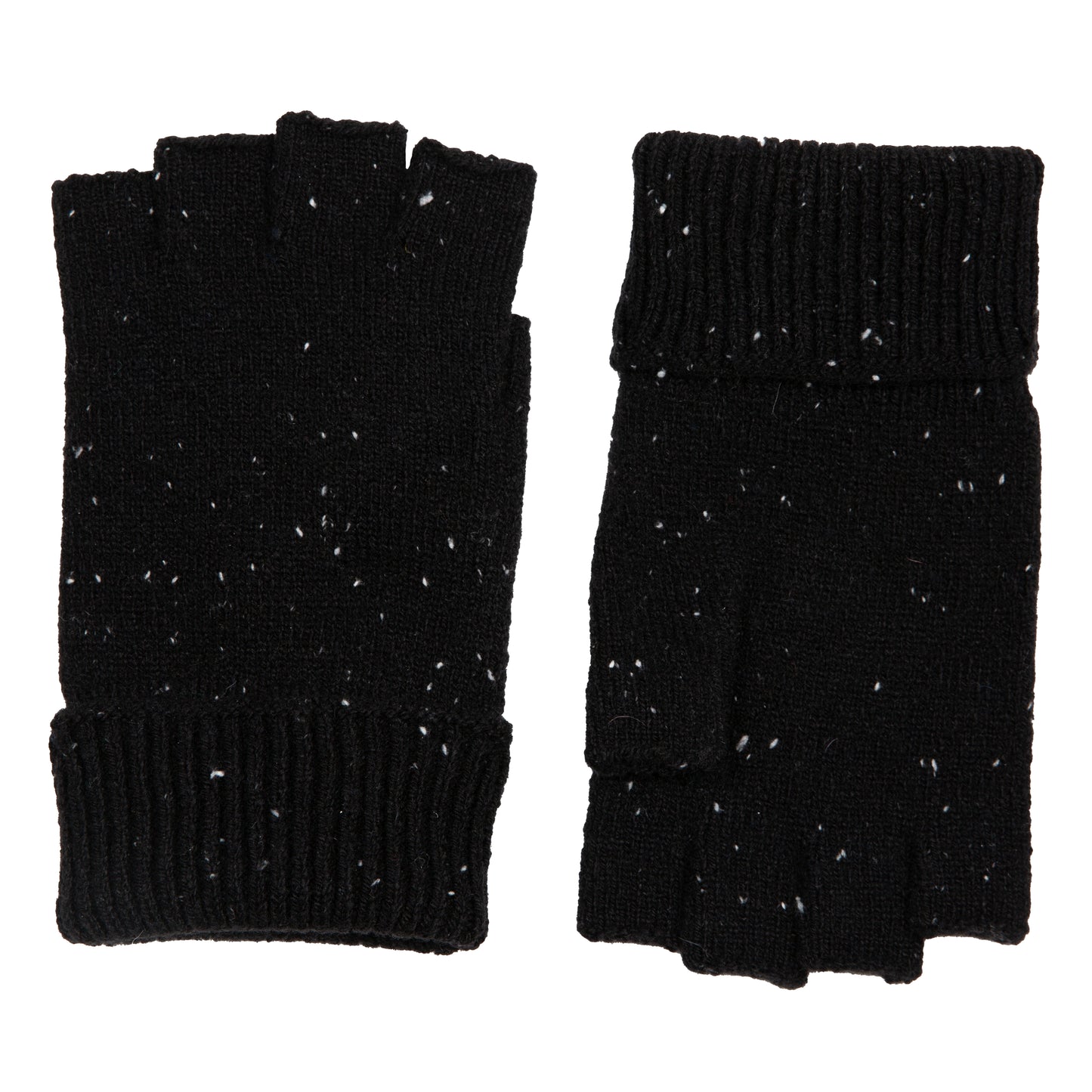 Dents Lymington Men's Black Knitted Fingerless Gloves