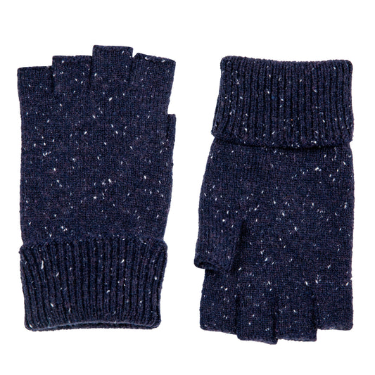 Dents Lymington Men's Navy Knitted Fingerless Gloves