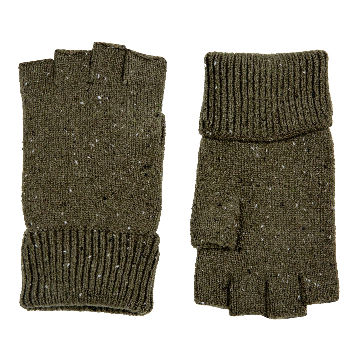 Dents Lymington Men's Olive Knitted Fingerless Gloves