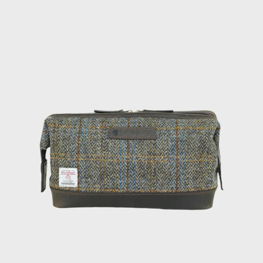Harris Tweed Brown Gladstone Check Washbag