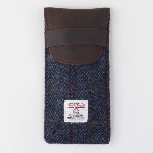 Harris Tweed Glasses Case in Blue Check Tweed