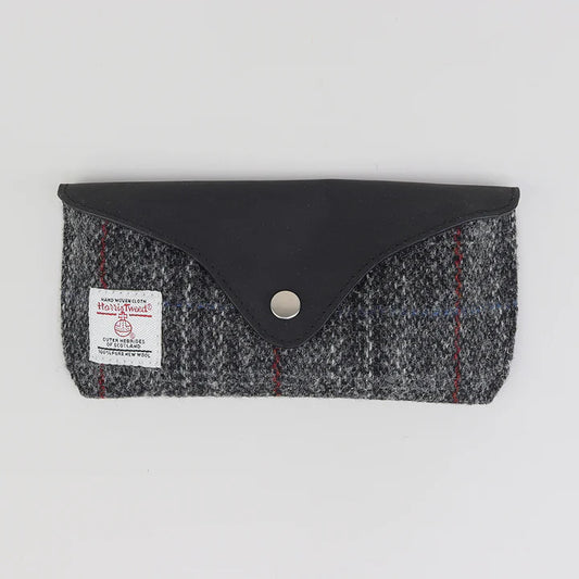 Harris Tweed Luxury Glasses Case in Dark Grey Check Tweed