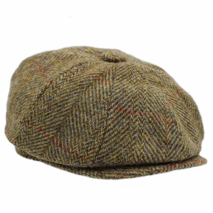 Harris Tweed Olive & Gold 8-Piece Cap