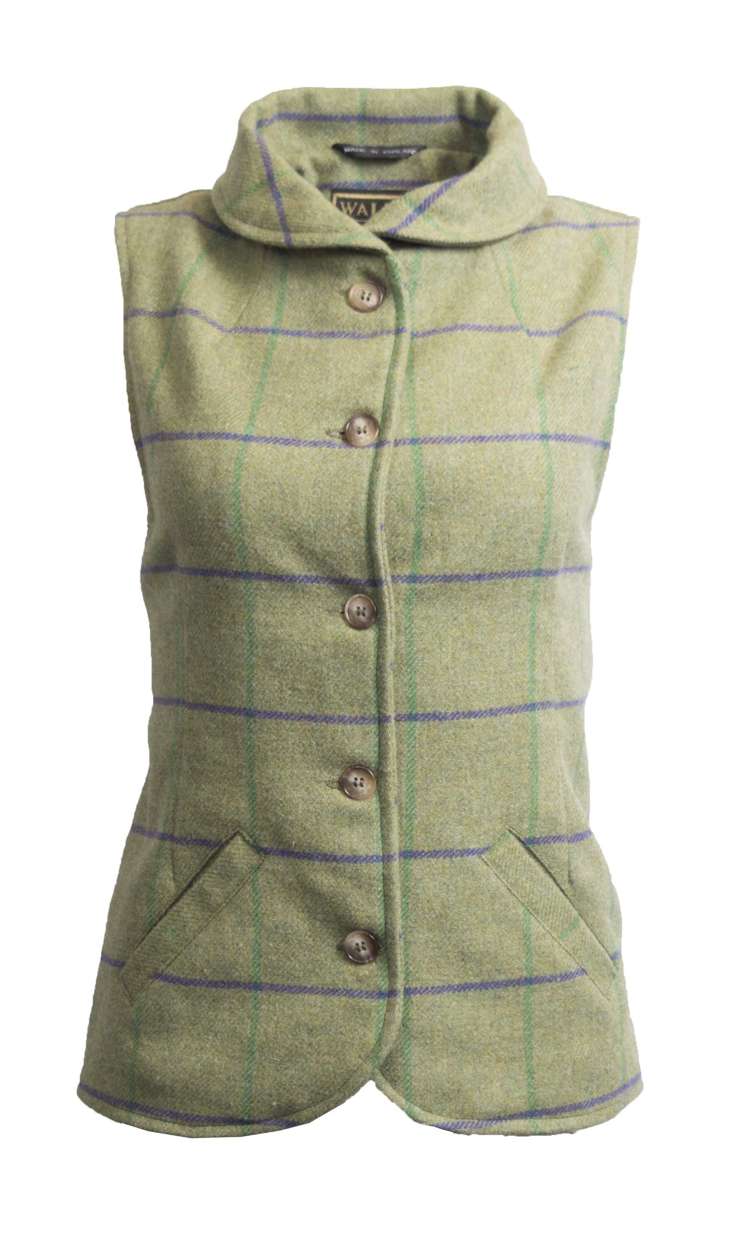 Walker & Hawkes Ladies Purple Overcheck Tweed Ashby Waistcoat