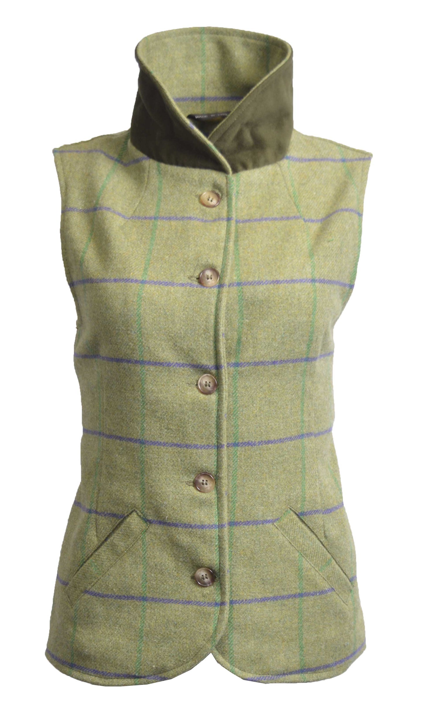 Walker & Hawkes Ladies Purple Overcheck Tweed Ashby Waistcoat