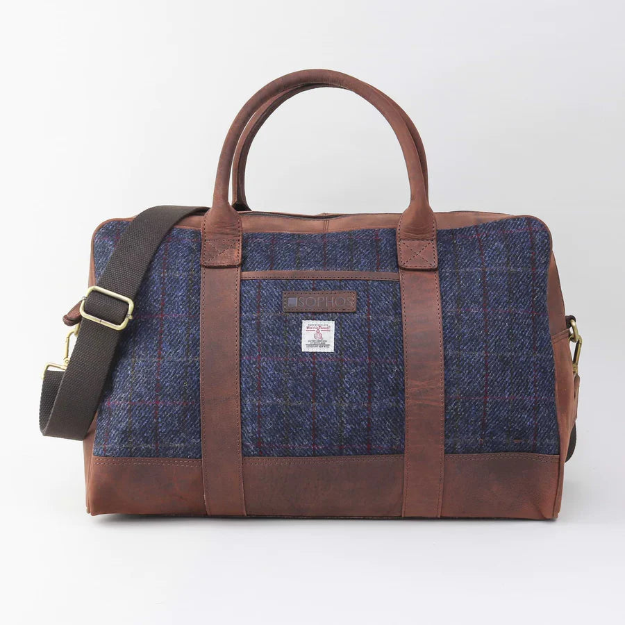 Harris Tweed Blue Check Travel Bag