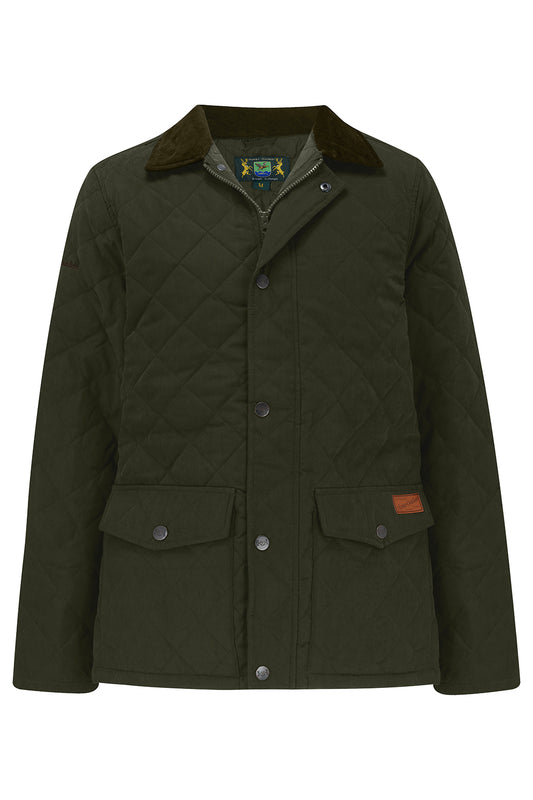 Tweed Outdoor Quilted Coat in Olive