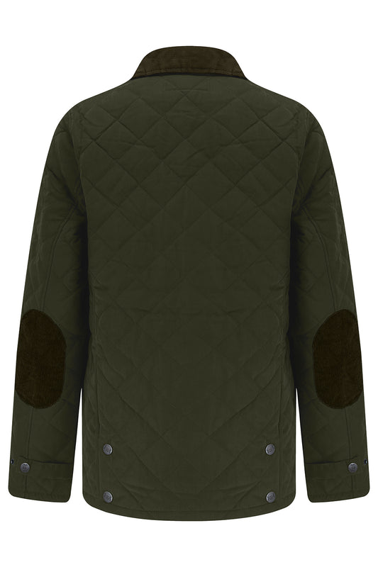 Tweed Outdoor Quilted Coat in Olive