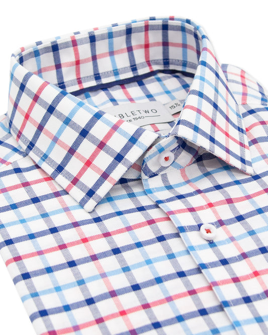Navy and Red Check 100% Cotton Shirt