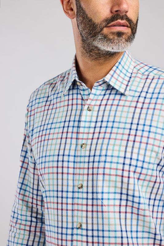 Multi-Colour Plaid Check 100% Cotton Shirt