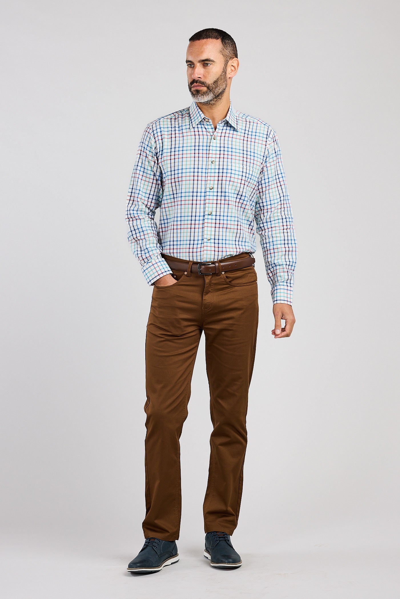Multi-Colour Plaid Check 100% Cotton Shirt