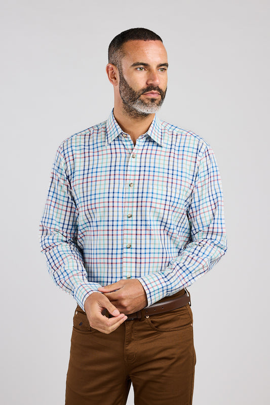 Multi-Colour Plaid Check 100% Cotton Shirt