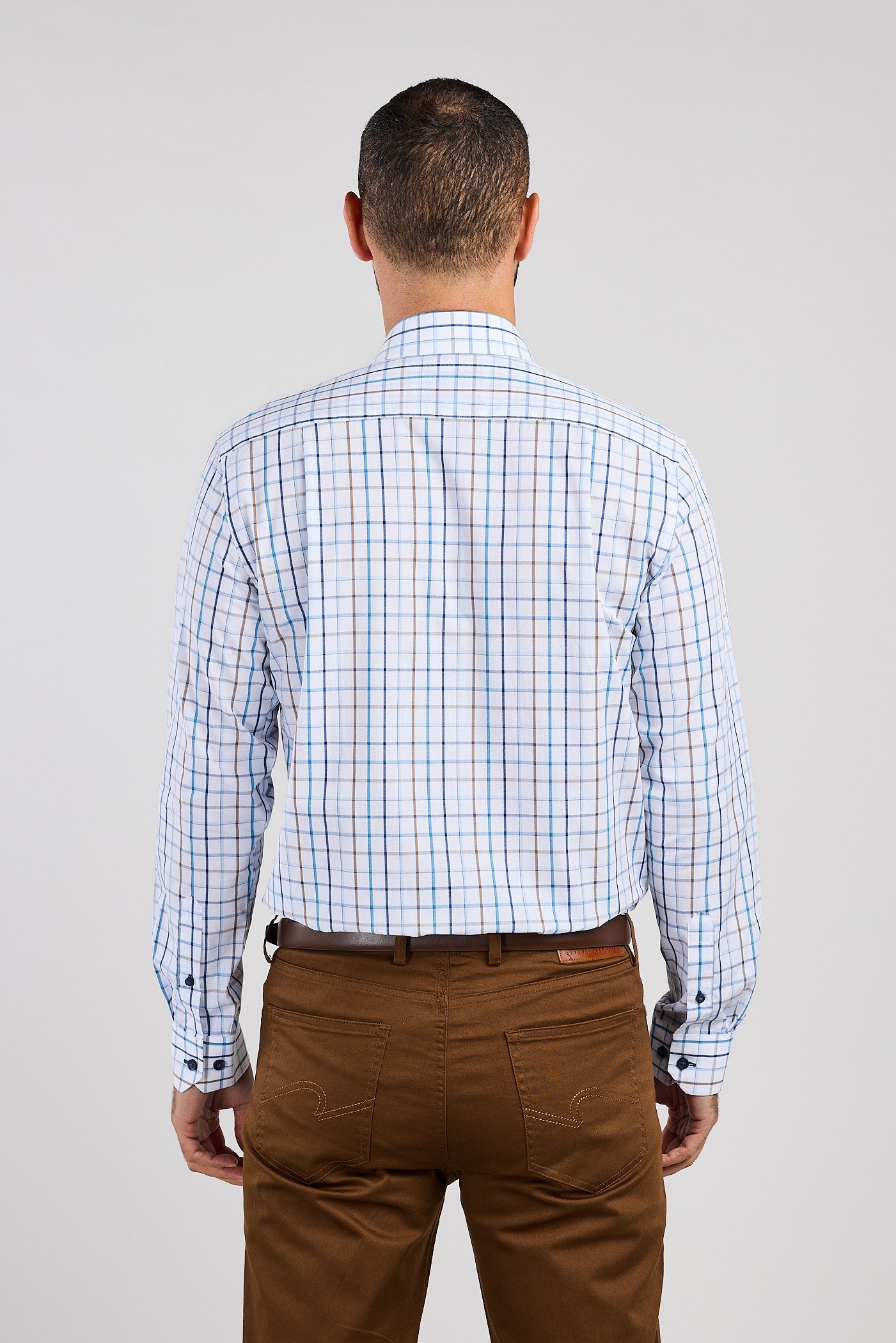 Teal & Brown Plaid Check 100% Cotton Shirt