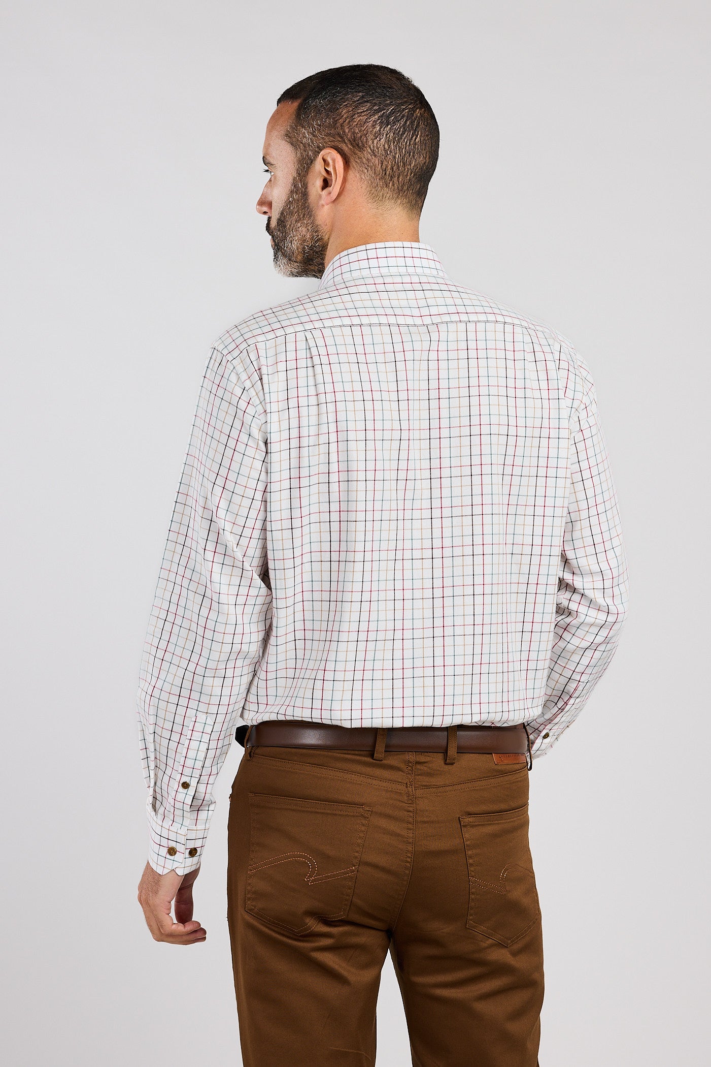 Wine & Tan Plaid Check 100% Cotton Shirt