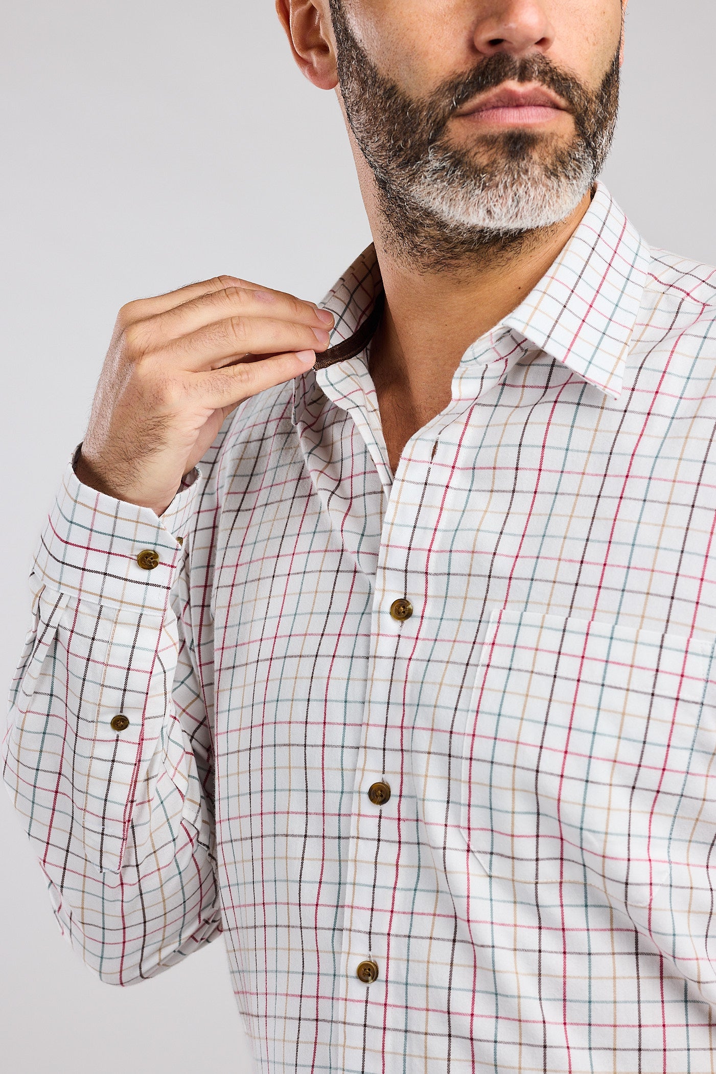Wine & Tan Plaid Check 100% Cotton Shirt