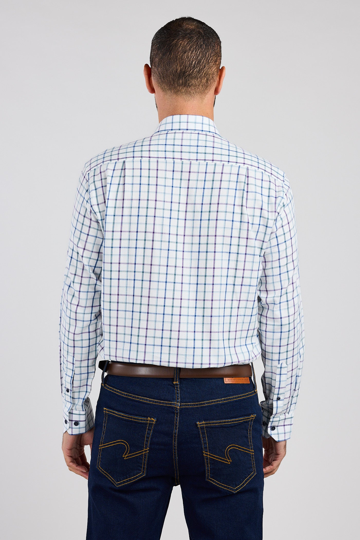 Plum & Blue Plaid Check 100% Cotton Shirt
