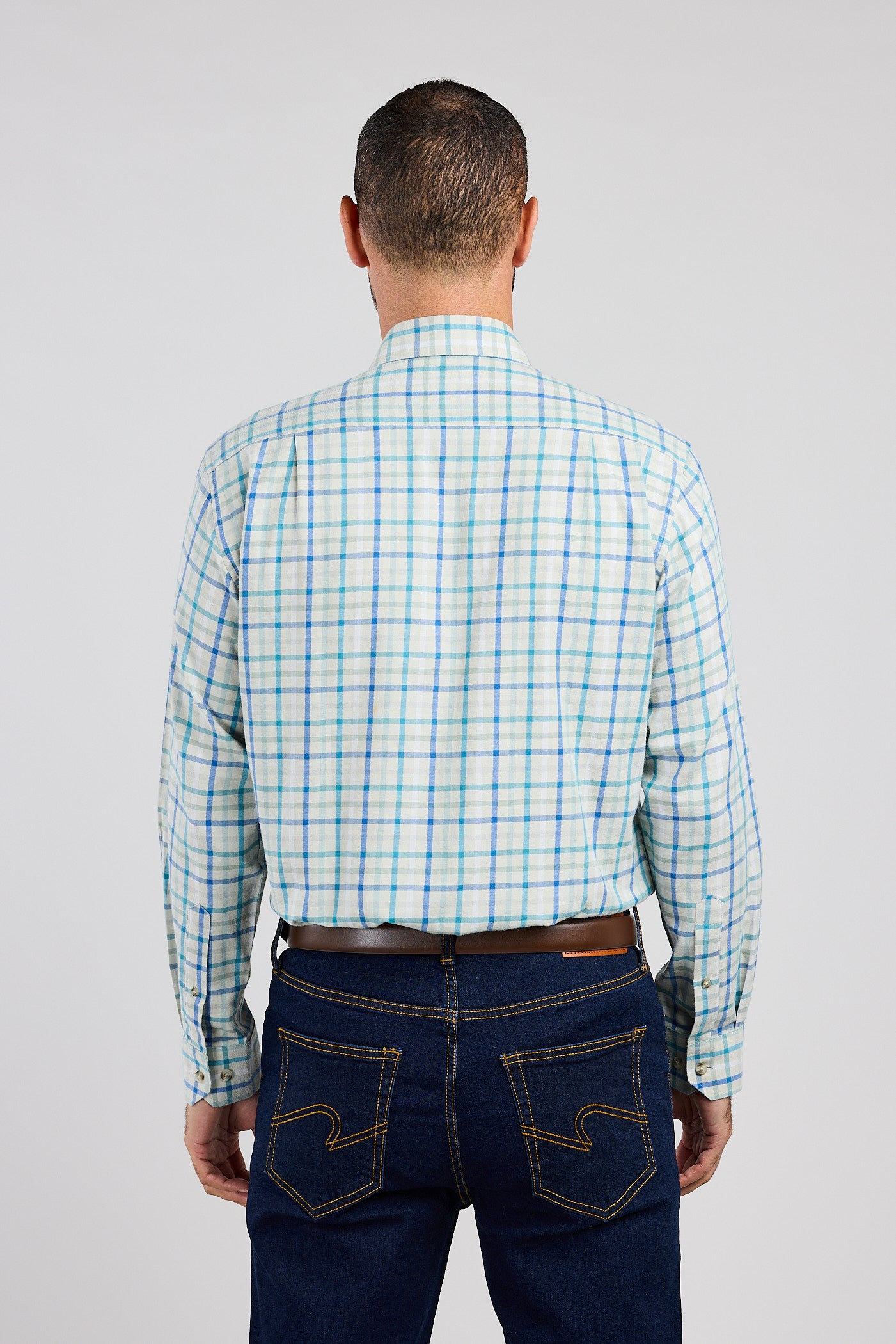 Blue Mist Plaid Check 100% Cotton Shirt
