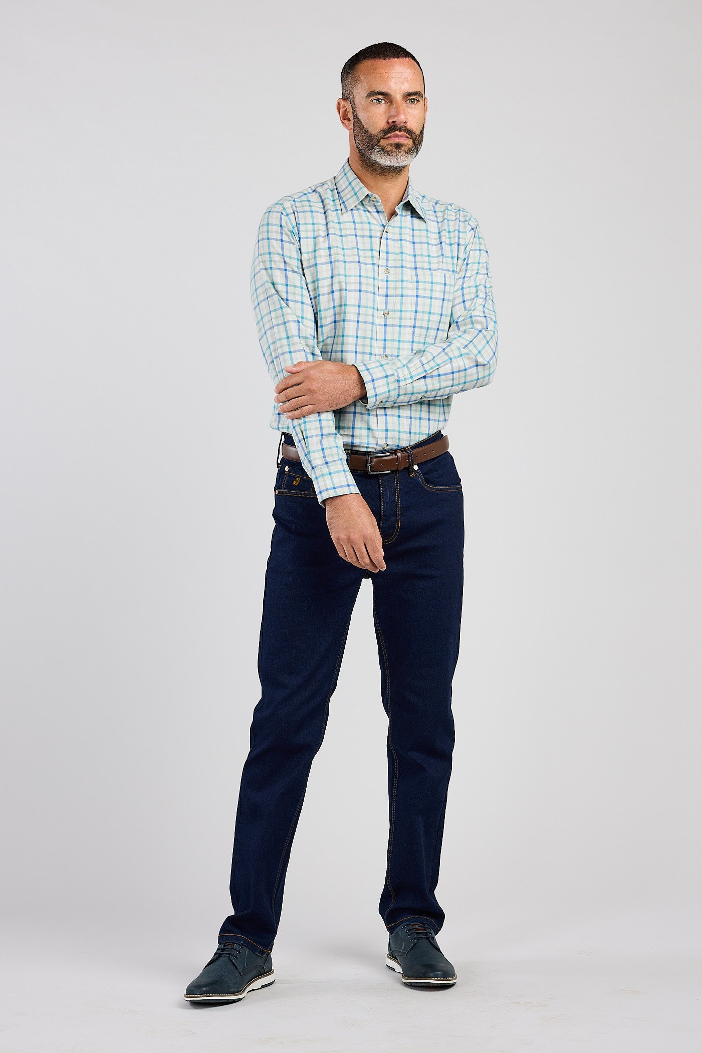 Blue Mist Plaid Check 100% Cotton Shirt