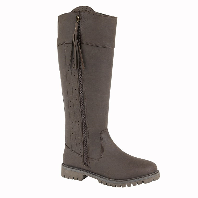 Tweed Outdoor Slim Fit Country Boots in Brown Leather