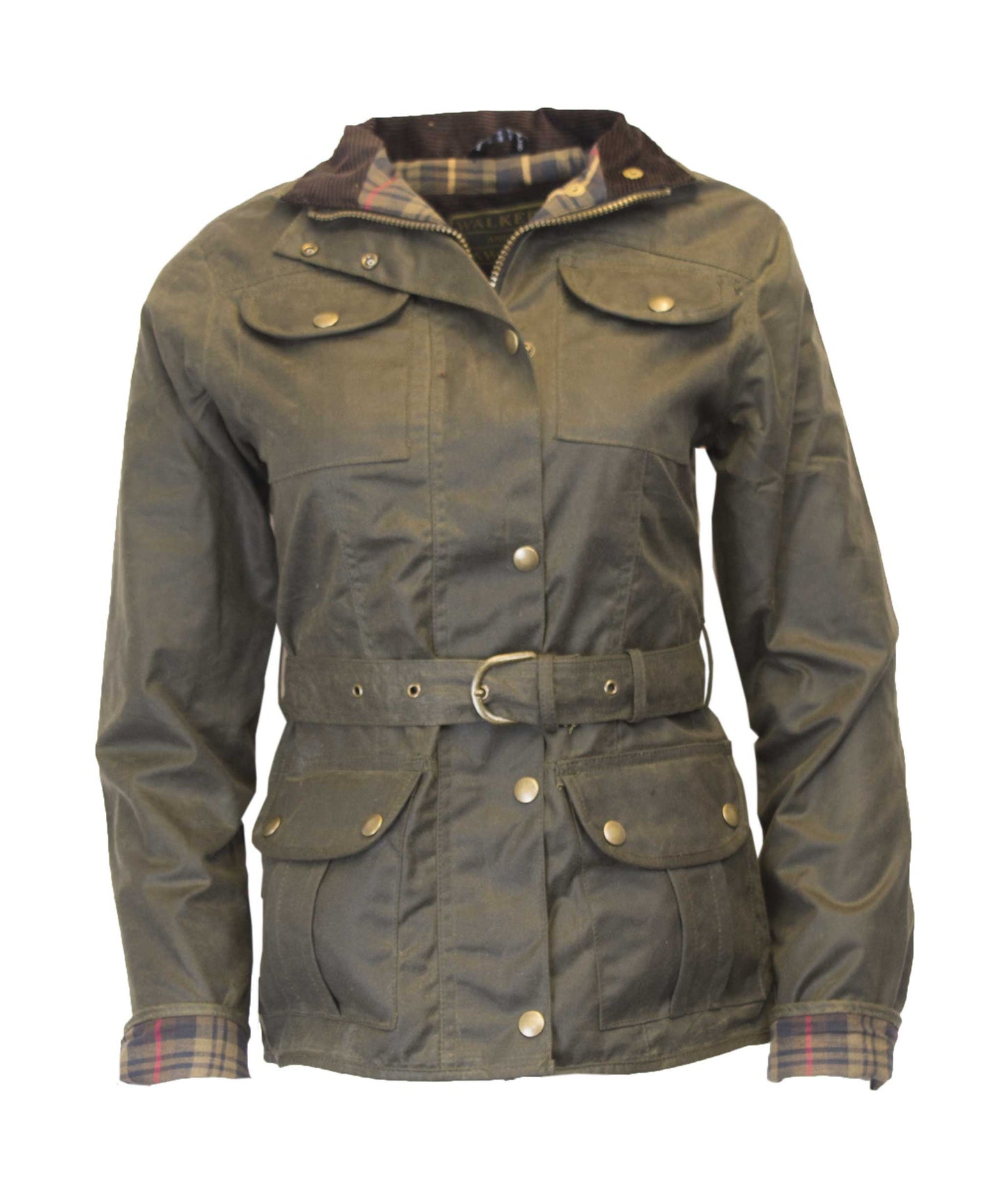 Walker & Hawkes Ladies Olive Wax Biker jacket