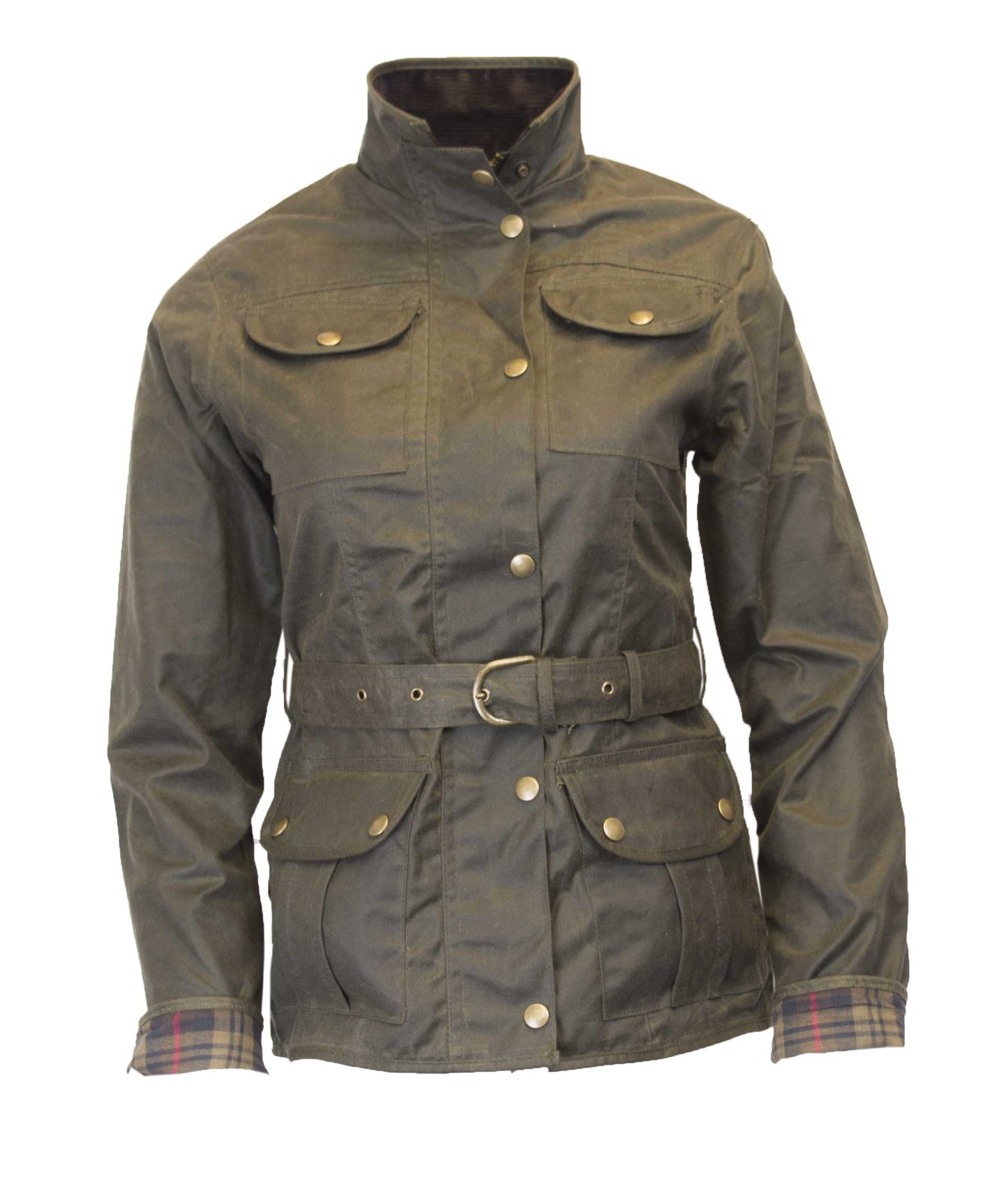 Walker & Hawkes Ladies Olive Wax Biker jacket