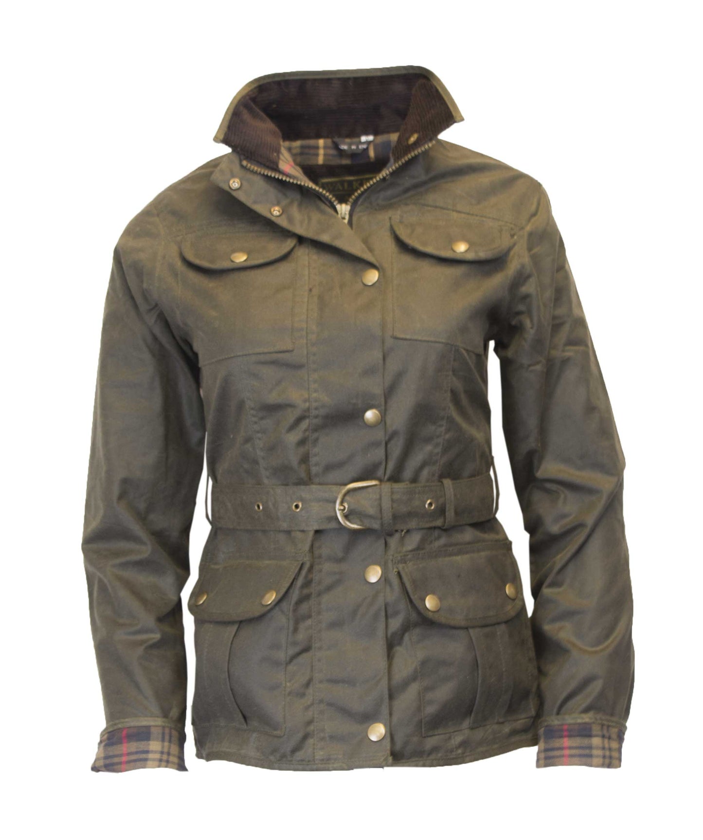 Walker & Hawkes Ladies Olive Wax Biker jacket