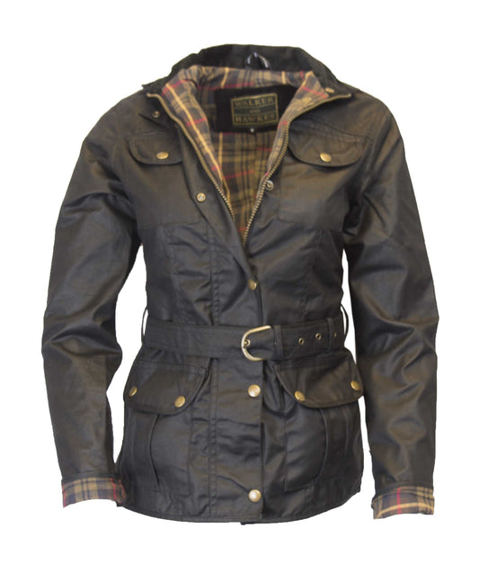 Walker & Hawkes Ladies Florence Black Wax Biker jacket