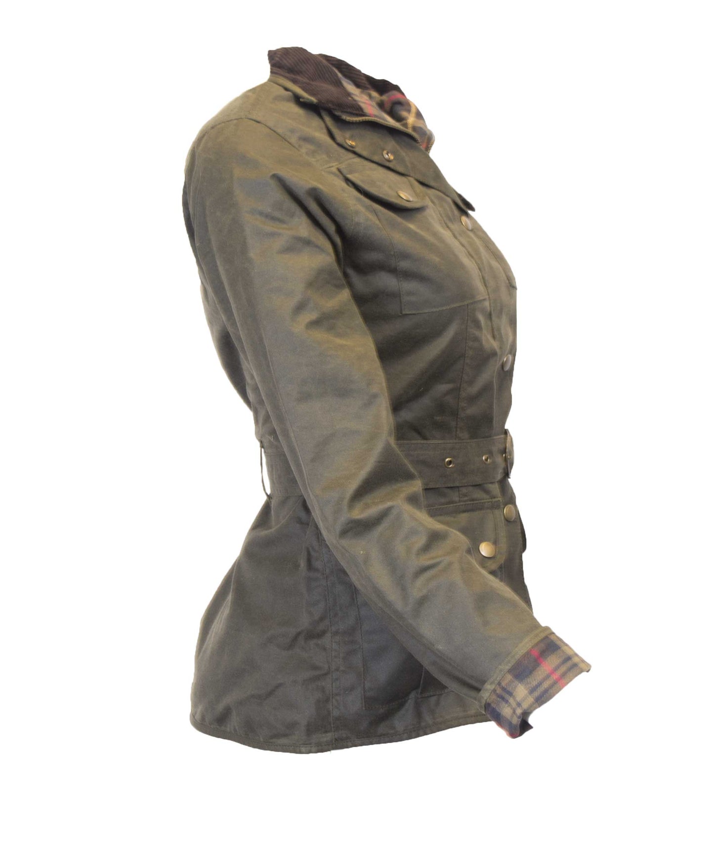 Walker & Hawkes Ladies Olive Wax Biker jacket