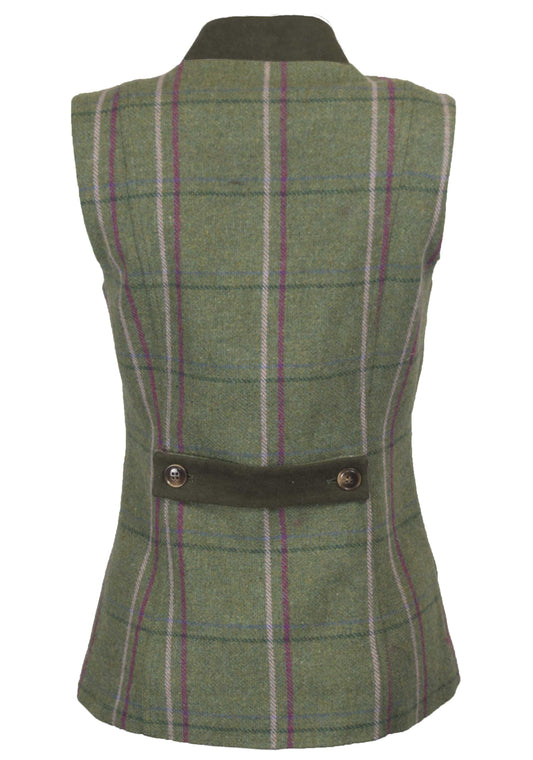 Walker & Hawkes Margate Pink Overcheck Ladies Shooting Tweed Waistcoat