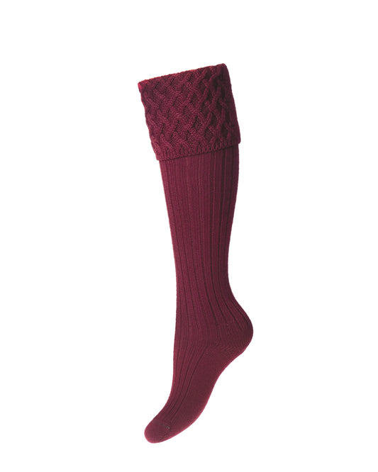 House of Cheviot Ladies Burgundy Rannoch Country Socks