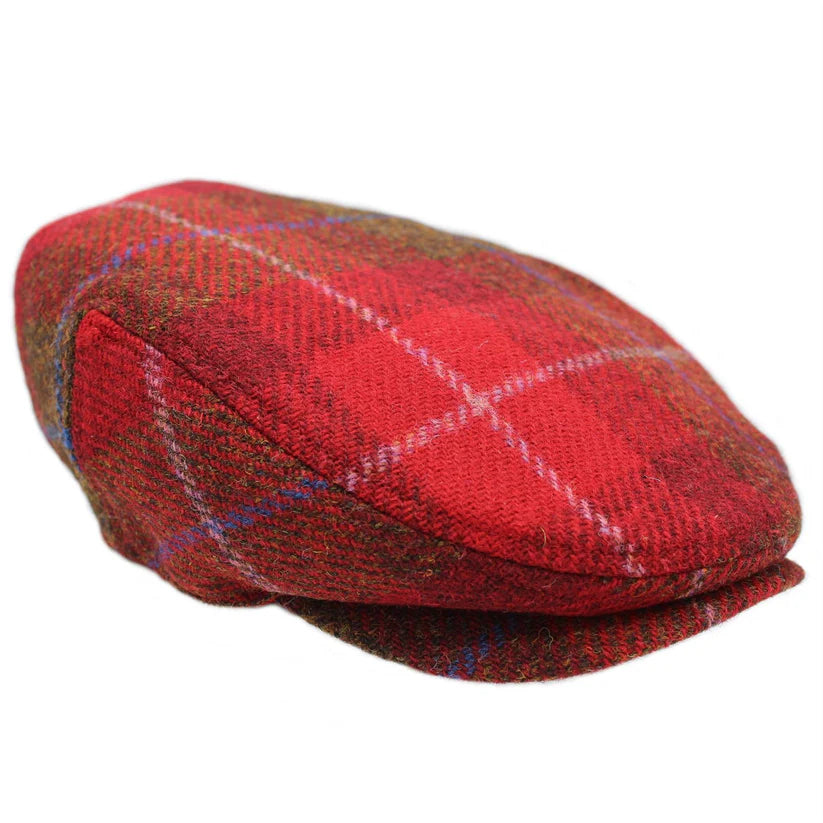 Harris Tweed Ladies Rosehip Check Flat Cap