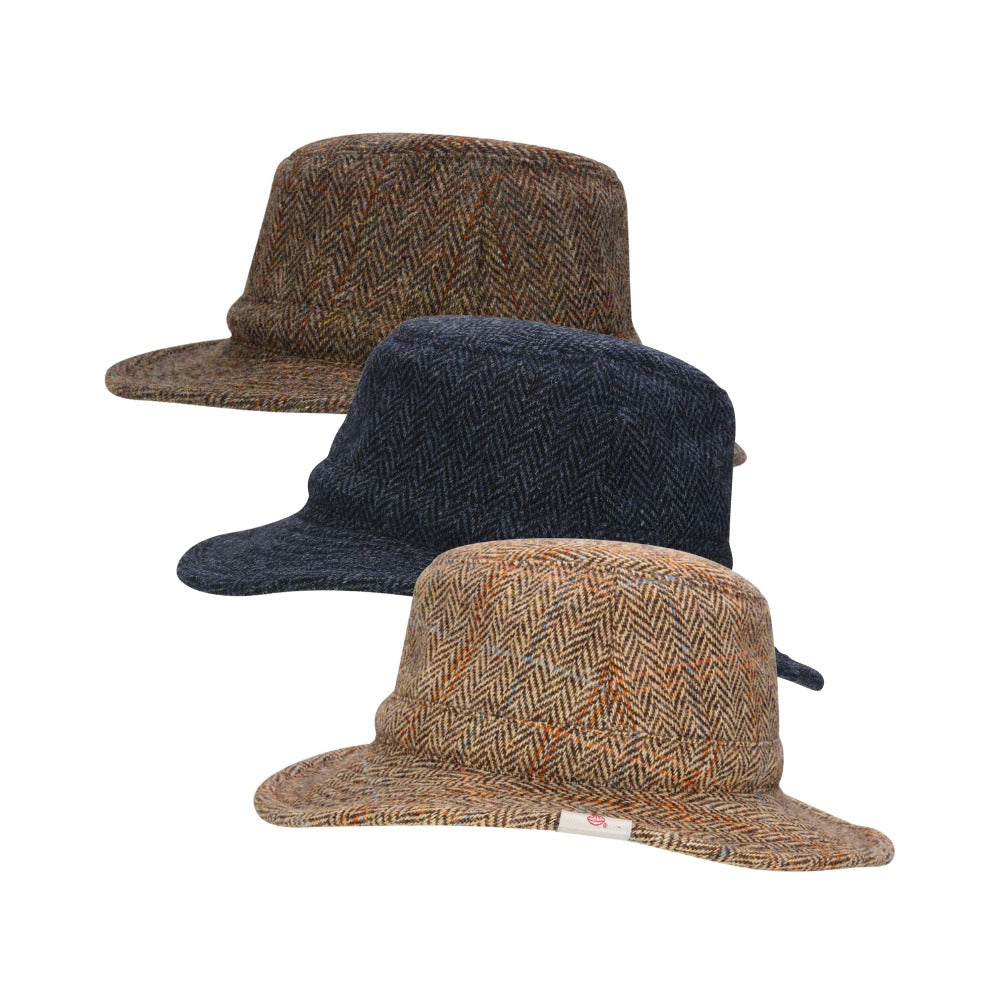Walker & Hawkes Harris Tweed Berkeley Fedora Hat in Midnight Blue