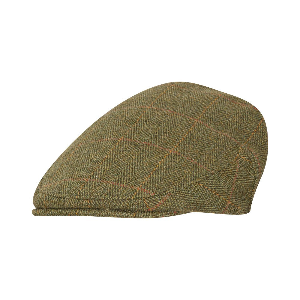 Walker & Hawkes Derby Tweed Waterproof Dainton Flat Cap in Dark Sage