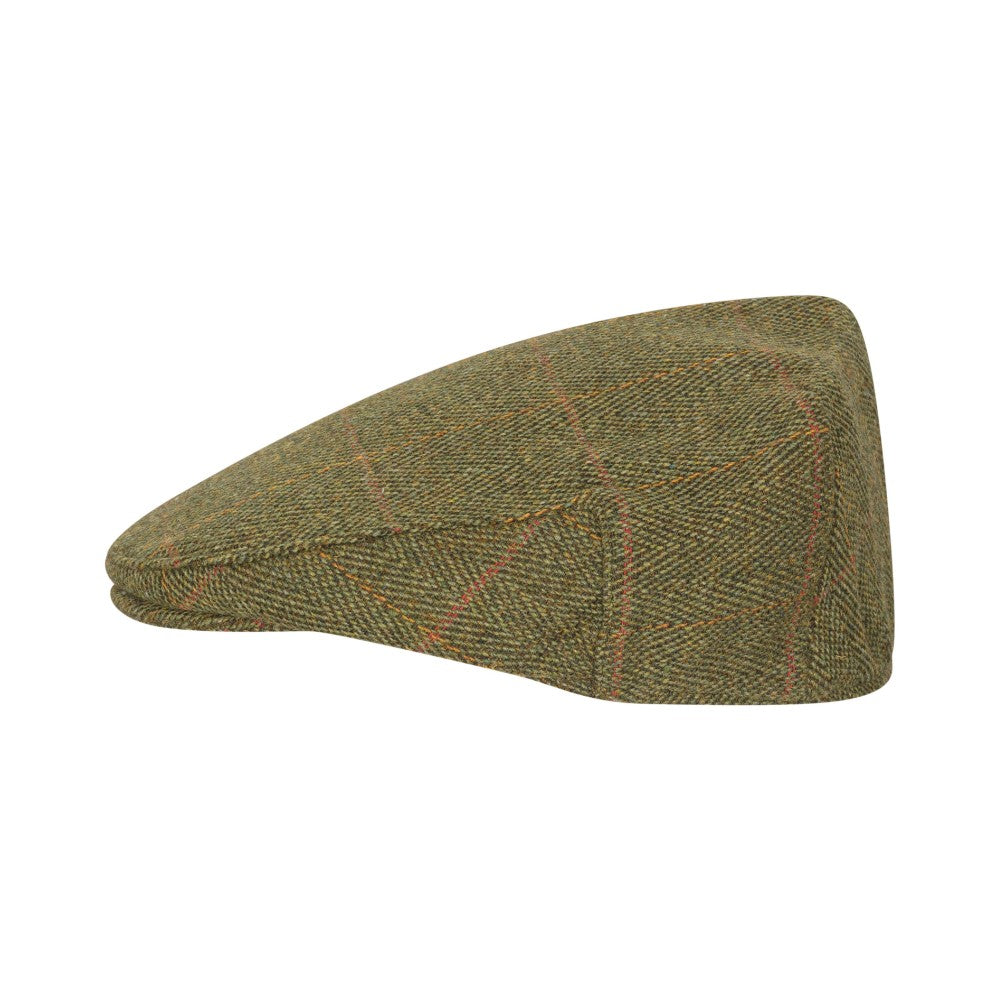 Walker & Hawkes Derby Tweed Waterproof Dainton Flat Cap in Dark Sage