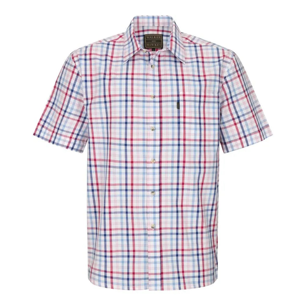 Walker & Hawkes 100% Cotton Red Canterbury Short Sleeve Shirt