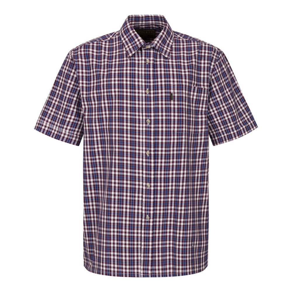 Walker & Hawkes 100% Cotton Wine Canterbury Short Sleeve Shirt