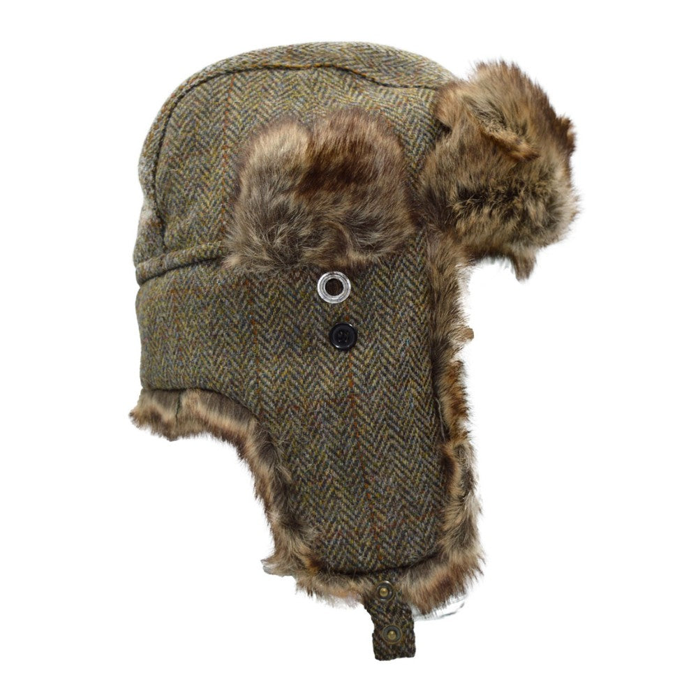 Walker & Hawkes Harris Tweed Charles Trapper Hat In Charcoal