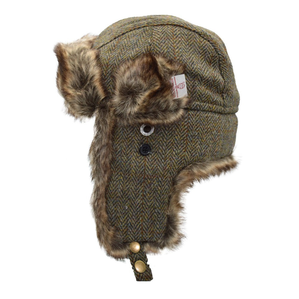 Walker & Hawkes Harris Tweed Charles Trapper Hat In Charcoal