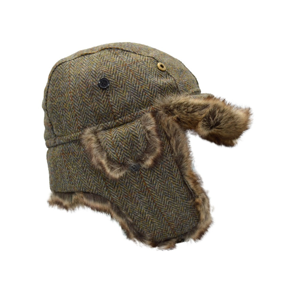 Walker & Hawkes Harris Tweed Charles Trapper Hat In Charcoal