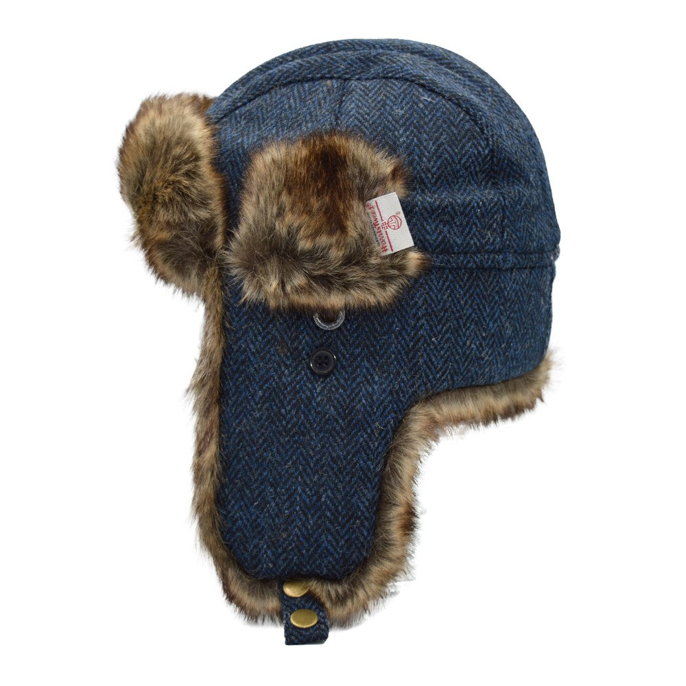 Walker & Hawkes Harris Tweed Charles Trapper Hat In Blue