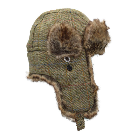 Walker & Hawkes Harris Tweed Charles Trapper Hat In Green