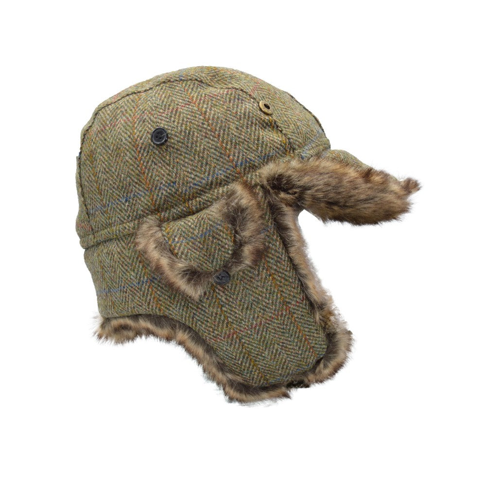 Walker & Hawkes Harris Tweed Charles Trapper Hat In Green