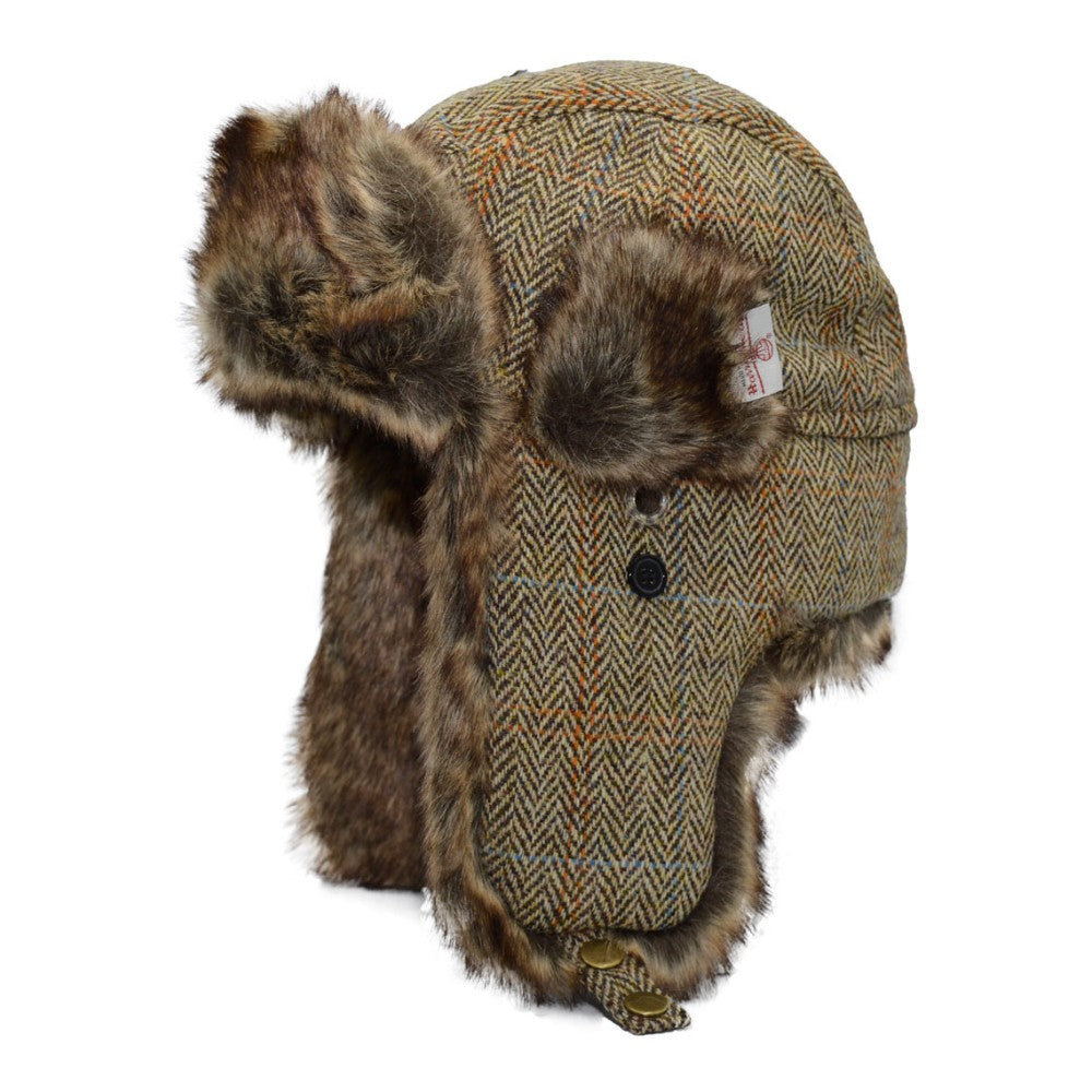 Walker & Hawkes Harris Tweed Charles Trapper Hat In Oatmeal