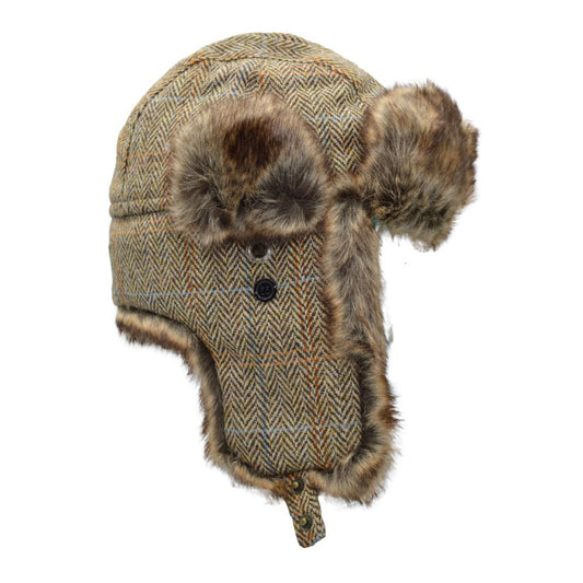 Walker & Hawkes Harris Tweed Charles Trapper Hat In Oatmeal